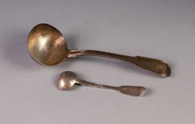 GEORGE III SILVER SAUCE LADLE, fiddle and thread pattern, makers Wm Ely, Wm Fearn and Wm Chawner,