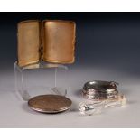 SILVER COMPACT, Birmingham 1959, a weighted SILVER ASHTRAY, Sheffield 1954, a SILVER CIGARETTE CASE,