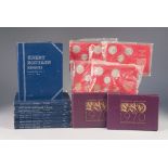 SELECTION OF GB MID TWENTIETH CENTURY PRE-DECIMAL BLUE CARDBOARD COIN FOLDERS, containing coins of