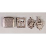 SILVER VESTA CASE, curbed oblong and foliate scroll engraved Chester 1921; Victorian silver wood