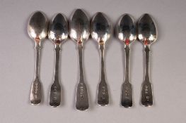 AN ODD WILLIAM IV DUBLIN SILVER FIDDLE PATTERN TEASPOON, Dublin 1830 and five other George III/