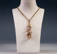 9ct GOLD BELCHER CHAIN NECKLACE, 30" (76.2cm) long and the 9ct GOLD ARTICULATED CLOWN PENDANT, 2 1/