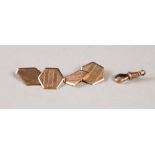 PAIR OF 9ct GOLD DOUBLE CUFF LINKS, one side hexagonal, the other diamond form and engine turned (