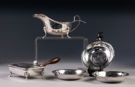 IMMEDIATE POST-WAR SILVER SAUCE BOAT with ladle, Sheffield 1948, together with a SILVER, WOODEN