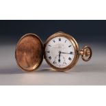 THOMAS RUSSELL & SON, LIVERPOOL, ROLLED GOLD HUNTER POCKET WATCH with keyless Swiss movement,