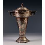 'EMPIRE EXHIBITION SCOTLAND 1938' ART DECO STYLE SILVER TROPHY CUP AND COVER BY R. MACINTOSH,