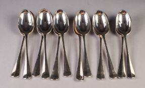 SET OF TWELVE LATE VICTORIAN SILVER RAT TAIL PATTERN DESSERT SPOONS, London 1896, 20oz all-in