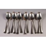 SET OF TWELVE LATE VICTORIAN SILVER RAT TAIL PATTERN DESSERT SPOONS, London 1896, 20oz all-in