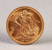 ELIZABETH II GOLD SOVEREIGN, 1974, (VF) 8gms