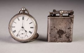 LATE NINETEENTH/EARLY TWENTIETH CENTURY SWISS SILVER OPEN FACED POCKET WATCH, with keywind movement,