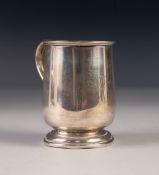 SILVER BALUSTER CHRISTENING MUG, with 'S' scroll handle, the body tucked in over a stepped