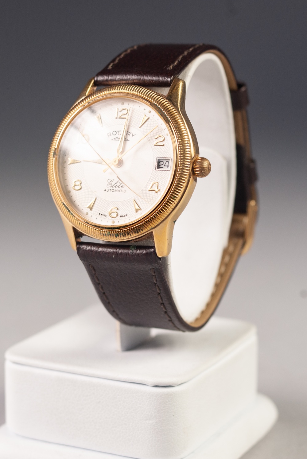 GENTS GILT METAL CASED ROTARY ELITE AUTOMATIC WRIST WATCH, with 25 jewels movement visible through - Image 3 of 5