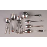 PRE-WAR SILVER SAUCE LADLE, London 1933, together with EIGHT VARIOUS GOLFING SILVER TEASPOONS and