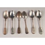 SET OF SIX VICTORIAN FIDDLE PATTERN EXETER HALLMARKED SILVER TEASPOONS BY JOSIAH WILLIAMS & Co,