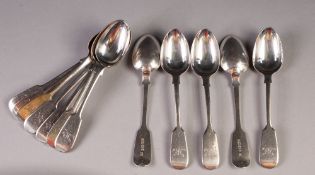 SET OF TWELVE VICTORIAN EXETER SILVER FIDDLE PATTER TEASPOONS by Robert, James and Josiah