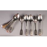 SET OF TWELVE VICTORIAN EXETER SILVER FIDDLE PATTER TEASPOONS by Robert, James and Josiah