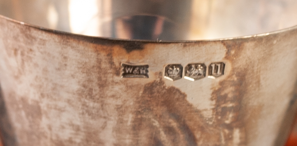 GEORGE VI CASED THREE PIECE SILVER CHRISTENING SET BY WALKER & HALL, comprising: EGG CUP, NAPKIN - Image 2 of 2