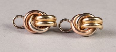 PAIR OF 14ct THREE COLOUR GOLD KNOP PATTERN EARRINGS, 7.3gms