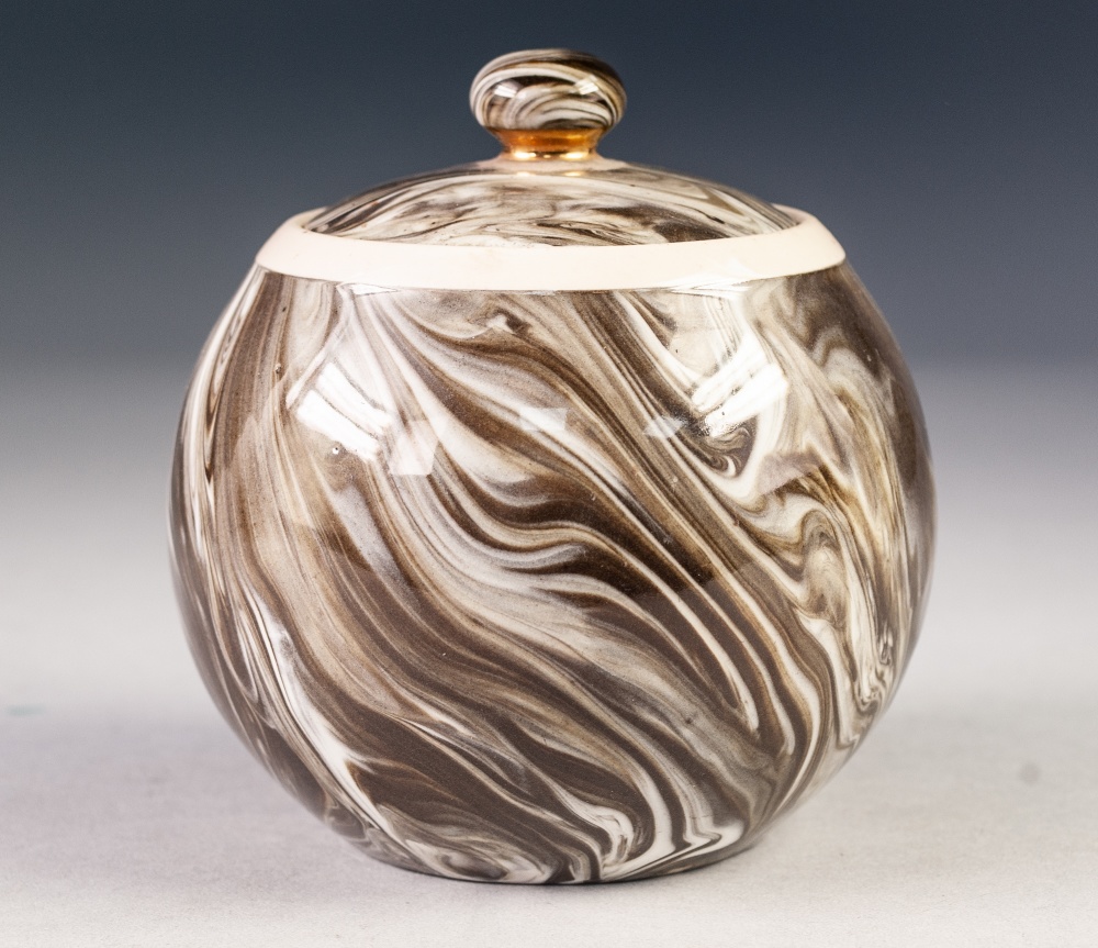 MACINTYRE AGATE WARE POTTERY TOBACCO JAR AND COVER, of orbicular form with knopped cover, 4 ¾" ( - Image 4 of 5