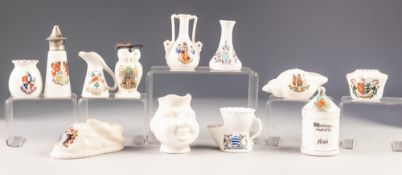 TWELVE PIECES OF MINIATURE RESTED CHINA, including: CARLTON CHINA- REIGATE GRADUATION OWL,