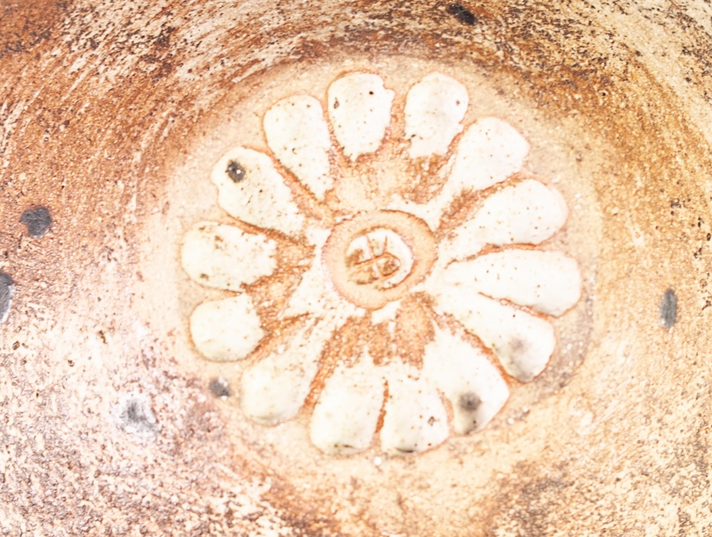 ROBERT FOURNIER MOULDED STUDIO POTTERY WATER GARDEN OR CRATER BOWL, of typical form, glazed in - Image 2 of 5