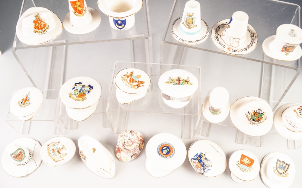 TWENTY ONE MINIATURE CRESTED CHINA HATS, including: CARLTON CHINA- ST IVES TOP HAT, LEICESTER BUSH - Image 4 of 4