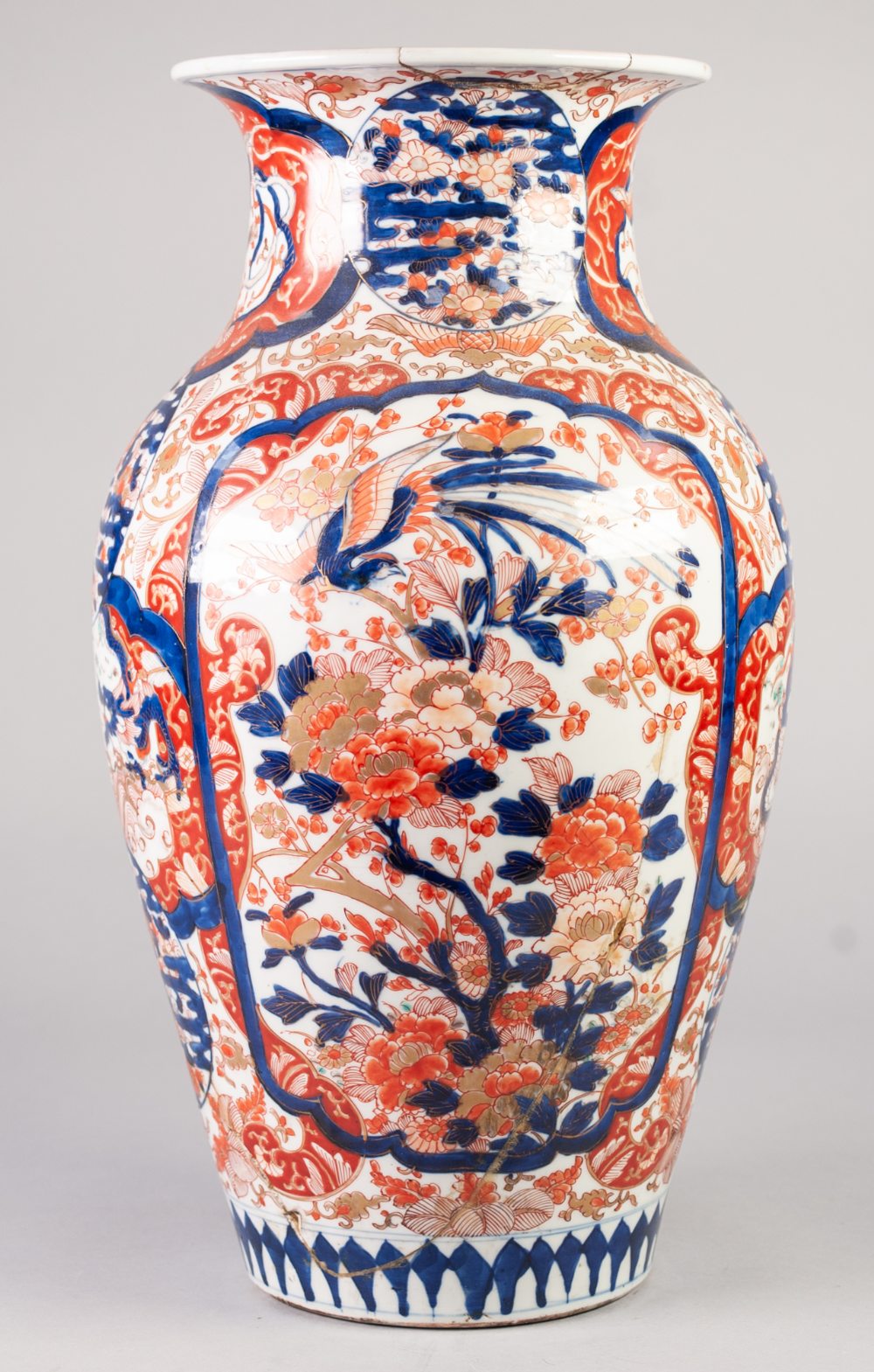 JAPANESE LATE MEIJI PERIOD IMARI PORCELAIN LARGE VASE, of ovoid form with waisted neck, painted in - Image 3 of 4