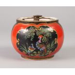 A WILTSHAW AND ROBINSON CARLTON WARE POTTERY TOBACCO JAR with securing in place airtight cover,