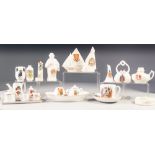 FIFTEEN PIECES OF MINIATURE CRESTED CHINA, including: CARLTON CHINA COLCHESTER 'SAUCY SUE' YACHT,