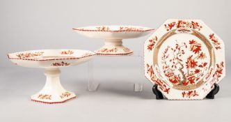 FOURTEEN PIECE NINETEENTH CENTURY COPELANDS POTTERY DESSERT SERVICE FOR TEN PERSONS, printed and