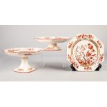 FOURTEEN PIECE NINETEENTH CENTURY COPELANDS POTTERY DESSERT SERVICE FOR TEN PERSONS, printed and