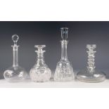 WATERFORD BELL SHAPED CUT GLASS DECANTER AND STOPPER, 12 ½" (31.8cm) high, together with THREE