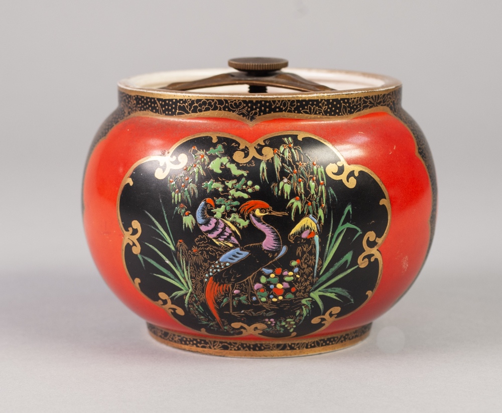 A WILTSHAW AND ROBINSON CARLTON WARE POTTERY TOBACCO JAR with securing in place airtight cover, - Image 4 of 5