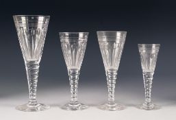 STUART, PART SUITE OF SEVENTEEN STYLISH DRINKING GLASSES, IN FOUR SIZES, each with conical bowl, cut