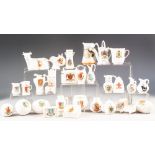 TWENTY EIGHT PIECES OF MINIATURE CRESTED CHINA, including: BUCKLEY FOOTBALL AND RUGBY BALL,