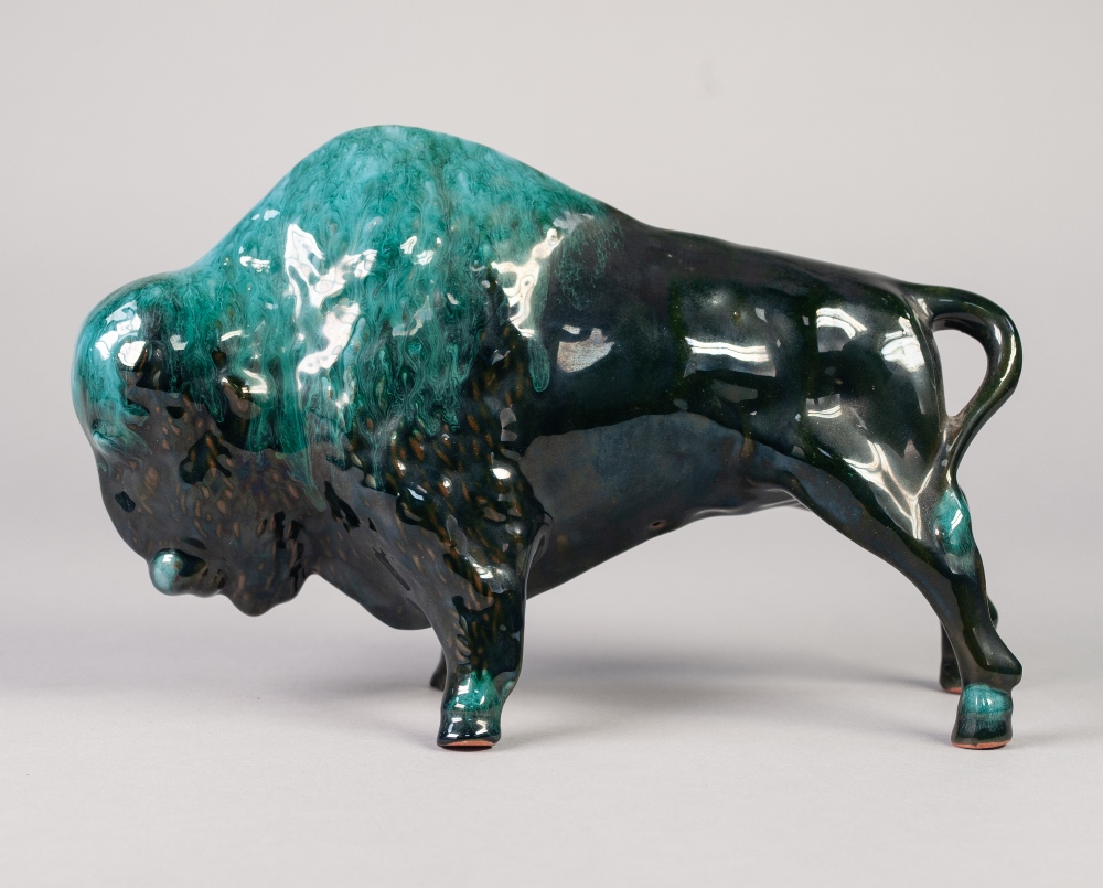 CANADIAN, BLUE MOUNTAIN POTTERY MODEL OF A BUFFALO, 7" (17.8cm) high - Image 3 of 5