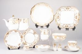 A 55 PIECE POST WAR NORITAKE PORCELAIN PART TEA SERVICE COMPRISING; TWELVE TEA PLATES, EIGHT DESSERT