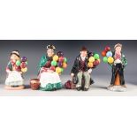 FOUR ROYAL DOULTON BALLOON SELLER CHINA FIGURES, comprising: 'THE BALLOON MAN', HN 1954, 'THE OLD