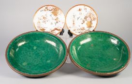 PAIR OF JAPANESE LATE MEIJI PERIOD KUTANI PORCELAIN PLATES, each well painted in colours and gilt,