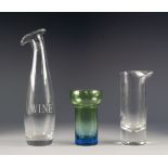KERRTU NURMINEN FOR LITTALA, FINLAND, FADING BLUE/ GREEN 'RONDO' GLASS VASE, 6" (15.2cm) high,