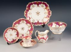 TWENTY EIGHT PIECE ROCKINGHAM STYLE PORCELAIN PART TEA SERVICE, now suitable for nine persons,