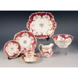 TWENTY EIGHT PIECE ROCKINGHAM STYLE PORCELAIN PART TEA SERVICE, now suitable for nine persons,