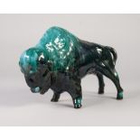 CANADIAN, BLUE MOUNTAIN POTTERY MODEL OF A BUFFALO, 7" (17.8cm) high