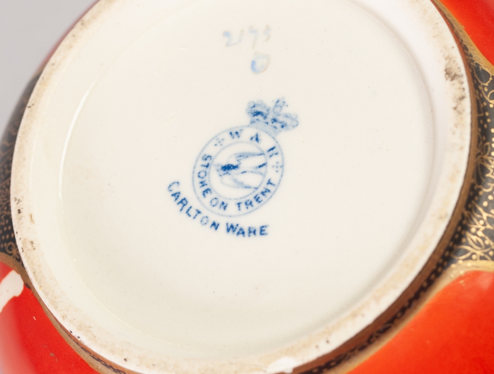 A WILTSHAW AND ROBINSON CARLTON WARE POTTERY TOBACCO JAR with securing in place airtight cover, - Image 2 of 5