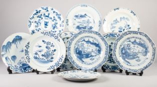 TEN 19th CENTURY CHINESE NANKING PORCELAIN BLUE AND WHITE PLATES (10)