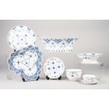 FIFTEEN PIECES OF ROYAL COPENHAGEN BLUE AND WHITE ONION PATTERN PORCELAIN DINNER WARES with gilt