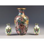 EARLY/ MID TWENTIETH CENTURY ORIENTAL CLOISONNÉ VASE, of footed ovoid form with waisted neck, well