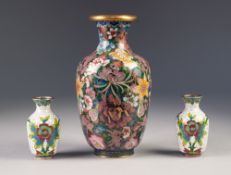 EARLY/ MID TWENTIETH CENTURY ORIENTAL CLOISONNÉ VASE, of footed ovoid form with waisted neck, well