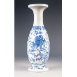 JAPANESE BLUE AND WHITE PORCELAIN VASE, of slender ovoid form with waisted neck and spreading