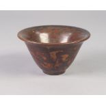 A MODERN L. HJORTH, DENMARK, STUDIO POTTERY BOWL, with everted rim, covered with a mottled brown